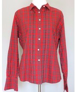 Brooks Brothers 346 Plaid Shirt Girls Size 16 Button Down Pintuck Red Blue  - $20.78 CAD