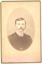 Circa 1880&#39;S Cabinet Card Featuring Handsome Man Mustache Sheahan Astoria, Il - £9.59 GBP