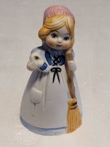 Vintage Jasco Taiwan Merri-Bells Dutch Girl In Dress Broom Small Decorative  - $5.89