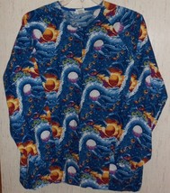 Womens Fundamentally Cotton Dolphin Print L/S Scrubs Top / Jacket Size L - $23.33