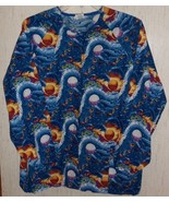 WOMENS fundamentally cotton DOLPHIN PRINT L/S SCRUBS TOP / JACKET  SIZE L - $31.79 CAD