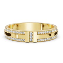 Full Eternity Wedding Band Moissanite Mens Ring, Engagement Ring, 14K Gold Anniv - £149.34 GBP