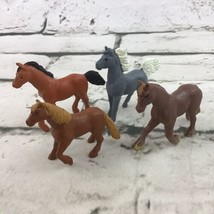 Safari Ltd PVC Horse Figures Lot Of 4 Stallions Mare Gray Brown Collectible Toys - £7.78 GBP