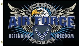 3&#39;x5&#39; Durable Air Force Defending Freedom Military USAF Polyester Flag - £4.91 GBP