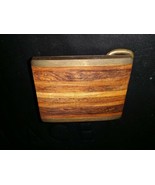 Vintage Belt Buckle Wood Design Slats with Brass Back Multi Tones - £19.68 GBP