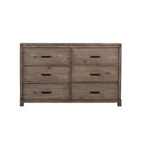 60" Gray Solid Wood Six Drawer Double Dresser - €784,64 EUR