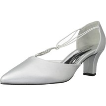 Easy Street Women D&#39;orsay Pointed Pump Heels Moonlight Size US 9M Silver Satin - £26.90 GBP