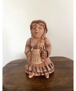 Woman with mug Vintage ceramic figurine, decorative terra cotta figurine - £51.35 GBP