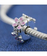 2020 Spring Release Sterling Silver Pink Daisy Flower Clip Charm  - £13.76 GBP
