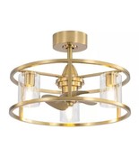 Breezary 24 in. Brass Gold Elegant Caged 6-Speed Ceiling Fan w/ Light An... - $197.99