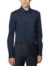 Hugo Boss Men's Ronni Slim-Fit Stretch Cotton Shirt, Dark Blue, S 3643-9 - $98.00