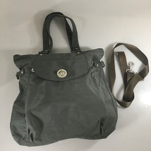 Baggallini Gray Nylon Large Cross-Body Computer Travel Tote Shoulder Bag Handbag - £50.51 GBP