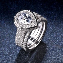 Stock Clearance Romantic 2.72ct Simulated Diamond Halo Wedding Ring Sets 100% Au - £75.65 GBP