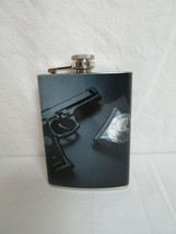 Police Gun and Badge Thin Blue Line Stainless Steel 8oz. Hip Flask FB17P6B - £7.97 GBP