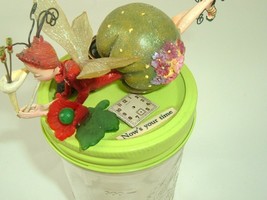 Fairy Mason Jar Art Upcycled Mixed Media Green Now is your time inspirational - £20.05 GBP