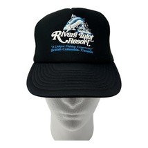 Vintage Rivers Inlet Resort BC Snapback Hat Adjustable Black Fishing Canada - £17.30 GBP