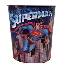 Superman The Movie 1978 Trashcan Used 13&quot; Tall Cheinco Metal Waste Can - £77.76 GBP