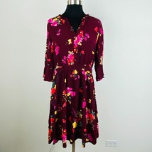 Old Navy Womens Medium M Colorful Floral Knee Length Dress Ruffled Accents - £12.22 GBP