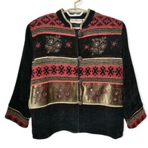 FLASHBACK Brocade Jacket M 90s Tapestry Chenille Mixed Mefia Embroidery Bohemian - £35.50 GBP