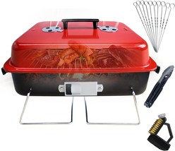 Portable Charcoal Grill With Lid Folding Barbecue Grill For Outdoor, By ... - $64.96