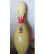 Vintage ABC Bowling Pin Red Crown 15&quot; Plastic Coated - £14.58 GBP