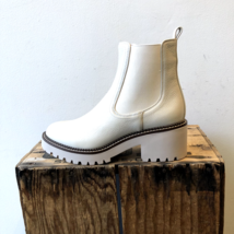 9 - Nordstrom $100 Ivory Birch Leather Mia Chelsea Lug Boots NEW w/ Box ... - £55.95 GBP