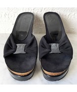 Donald J Pliner Black Slip On Wedge Sandal-Fabric &amp; Patent Leather-Women... - $47.45