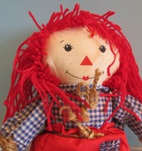VINTAGE  RAGGEDY  ANN DOLL 12&quot; COUNTRY BLUE DRESS RED YARN BLUE DRESS - £12.91 GBP