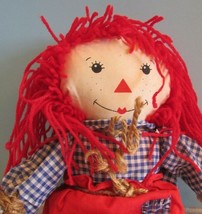 Vintage Raggedy Ann Doll 12&quot; Country Blue Dress Red Yarn Blue Dress - £12.94 GBP