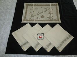 Nos Set Of 4 Home Sweet Home Linen Placemats &amp; Napkins - 19&quot; X 13&quot; - Belgium - $24.75