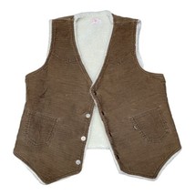 Vintage Levi Corduroy Vest Mens Large Sherpa Lined Brown Made In USA Jacket - £73.02 GBP