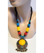 Vtg ~ Wood Beads Yellow  Egg Yolk Faux  Necklace ~ ZY - $54.24 CAD