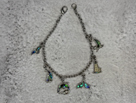 Enchanting Sea-Themed Charm Bracelet with Mother of Pearl Inlays on the Charms - $18.70