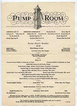 Pump Room Sunday English Breakfast Menu Ambassador East Hotel Chicago 1946 - £44.99 GBP