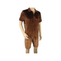 Men 2pc Stacy Adams leisure jogging suit Shorts Set Summer 3820 Brown Velvet image 4