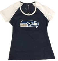 NFL Seattle Seahawks Donna Medium M Raglan Tee T-Shirt Argento Metallizz... - £11.77 GBP