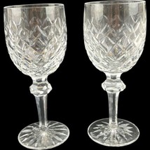 Waterford Ireland Powerscourt Water Goblets Cut Glass Crystal 7-5/8&quot; Pai... - $112.20