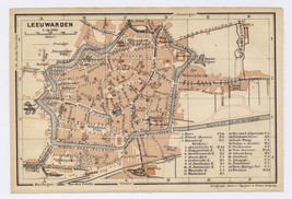 1910 Antique City Map Of Leeuwarden / Holland Netherlands - £17.13 GBP