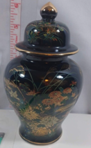 Vintage Fine China Black Jar Japan Flowers Gold Rim &amp; Lid Button Vase 6 ... - £19.78 GBP