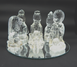 Nativity Set Children Glass Mary Joseph Jesus Wisemen Lamb Mirror Base 8PC - £11.98 GBP