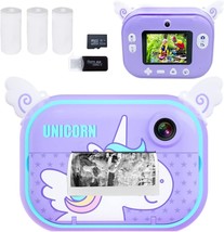 Kids&#39; Zero Ink Print Photo Selfie Video Digital Camera With Paper Film, Girls - £50.38 GBP