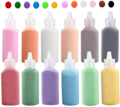 12 PCS Art Sand,1.25Oz Bottles DIY Arts and Crafts Kit,Scenic Sand for Kids&#39; Art - £13.23 GBP