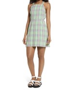 NWT Women&#39;s BP. Green Plaid Print Square Neck Cotton Mini Dress Sz Large - $20.29 CAD