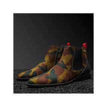 Men TAYNO Chelsea Chukka Micro Suede Soft Comfortable Boot Victorian Green Camo image 6