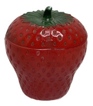 Vintage Hazel Atlas Strawberry Jam Jelly Jar Container Painted Milk Glass - $15.88