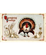 Thanksgiving Greetings Postcard Antique Turkey Embossed Holiday Divided ... - £7.97 GBP