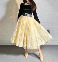 Layered Tulle Lace Skirt Yellow Wedding Lace Tulle Skirt Holiday Skirt Plus Size image 5