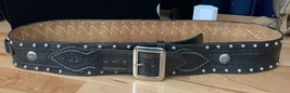 Vintage Handmade Black Leather Stamped &amp; Studded Ranger 45 Ammo Gunbelt ... - £47.11 GBP