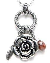 Controse The Charmed Rose Red Marble Stainless Steel Charm Pendant Necklace A067 - £20.78 GBP