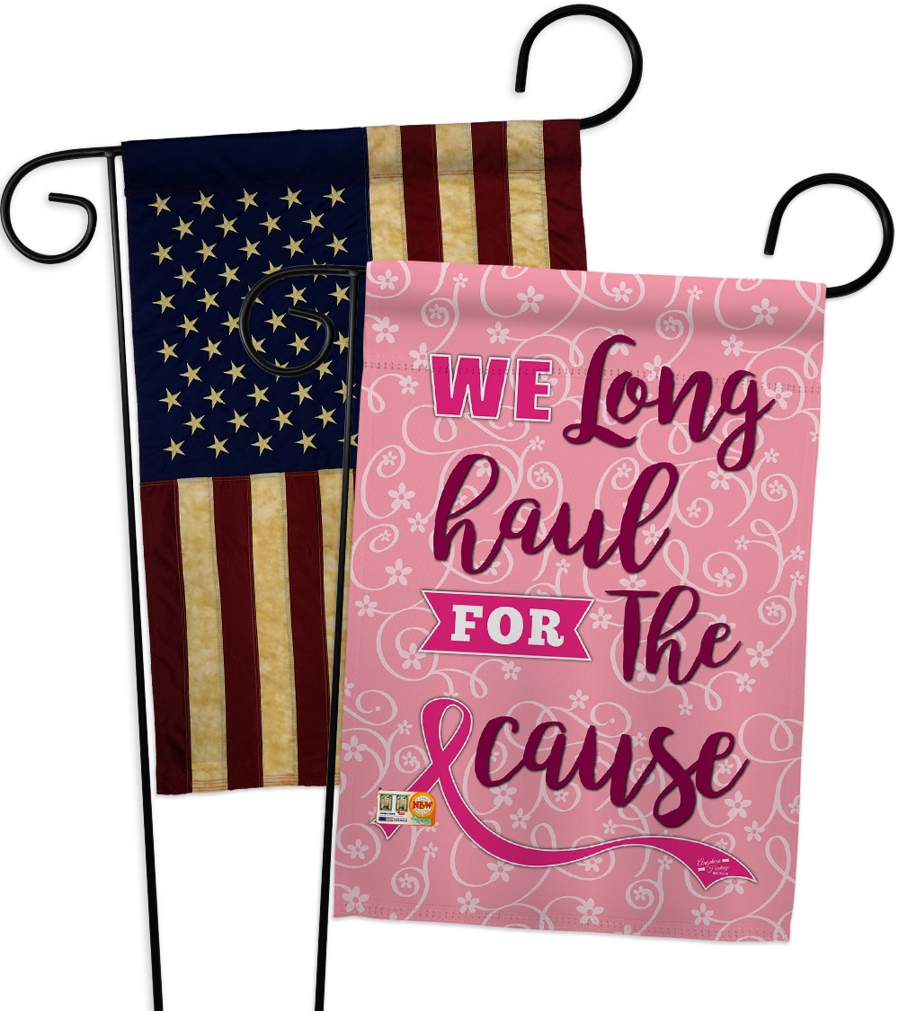 Pink Ribbon - Impressions Decorative USA Vintage - Applique Garden Flags Pack -  - £23.26 GBP